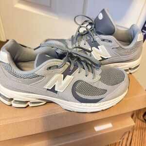 New Balance Gray Mesh & Suede Running Sneakers